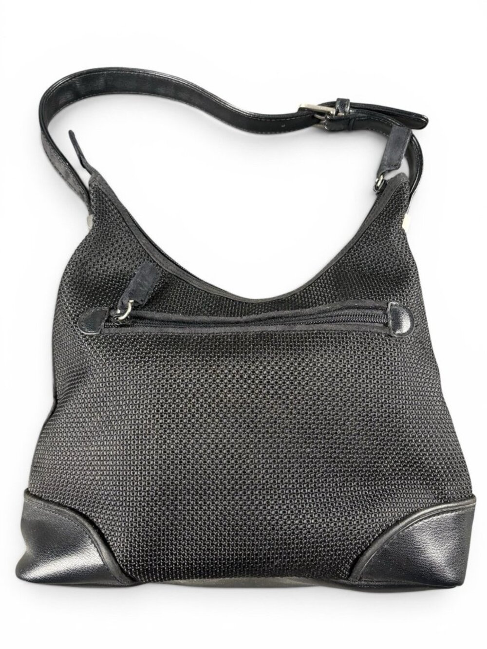 The Sak Black Woven Hobo Shoulder Bag Red Lining Zip Pocket Purse